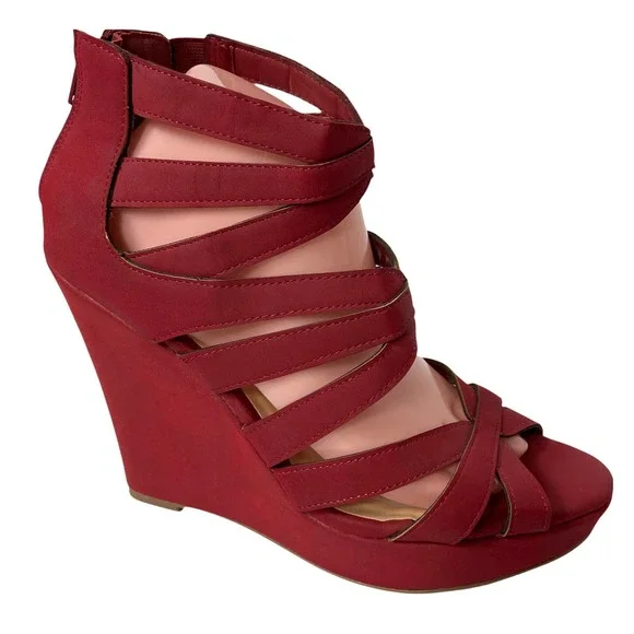 Jasmin " JKnoxville" Wedge Red Strappy Sandal Size 10M - Picture 9 of 9